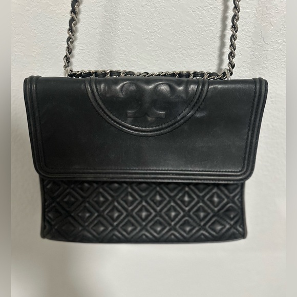 Tory Burch Fleming Leather Convertible Shoulder Bag - Black/silver - Picture 5 of 12